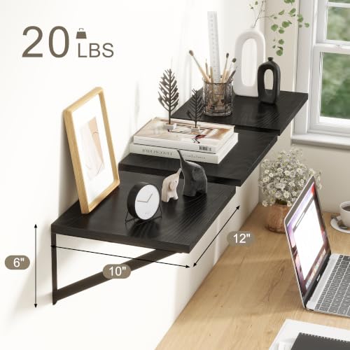 Black Floating Shelves Set of 3