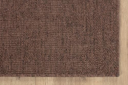 Indoor and Outdoor Runner Rug Brown Solid Boho Woven Design Easy (14 Sq Ft)