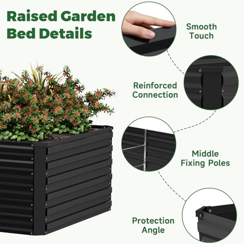 6x3x2ft Outdoor Metal Raised Garden Bed (4 Count)