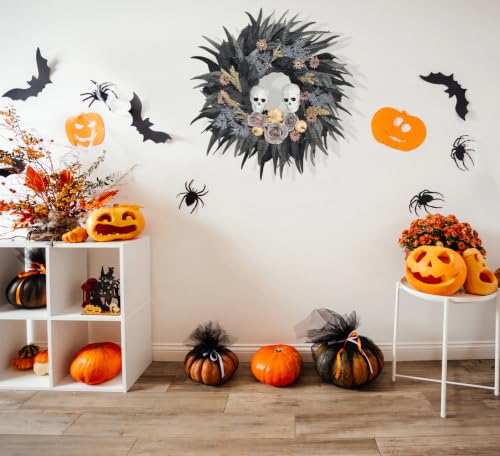 24" Halloween Wreath with 2 Skulls