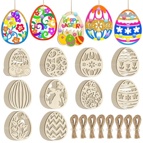 80PCS Wooden Easter Ornaments to Paint (80 Count)