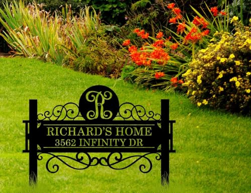 Custom Metal Split Letter Family Name Sign with Stake