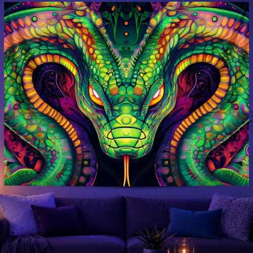 Blacklight Tapestry Snake Serpent Room Wall Art 78 x 59 Inch