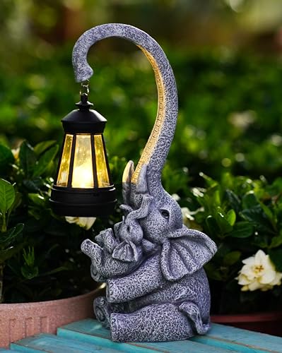 Elephant Outdoor Statues with Cute Baby Garden Decor