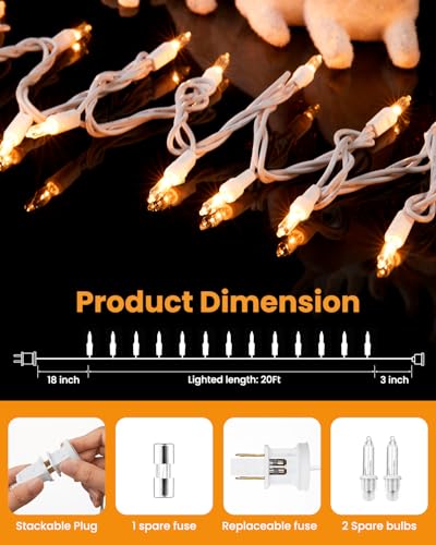 Clear Christmas Lights Set 100 Count 20 Feet Incandescent Bulb