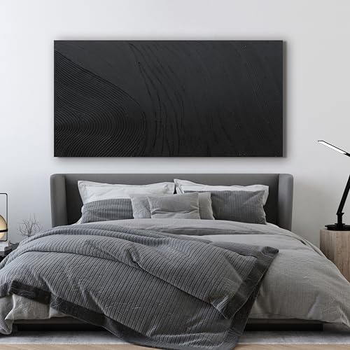 Canvas Wall Art Decor Modern Textured Wall Art Decor Canvas Art Wall Decor Black Silence Wall Painting Decorations Artwork Wall Art Prints for Room Living Room Bedroom Office Decor 24"X48"