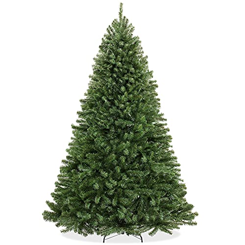 9FT Realistic Green Spruce Unlit Artificial Holiday Christmas Tree with Sturdy Metal Stand
