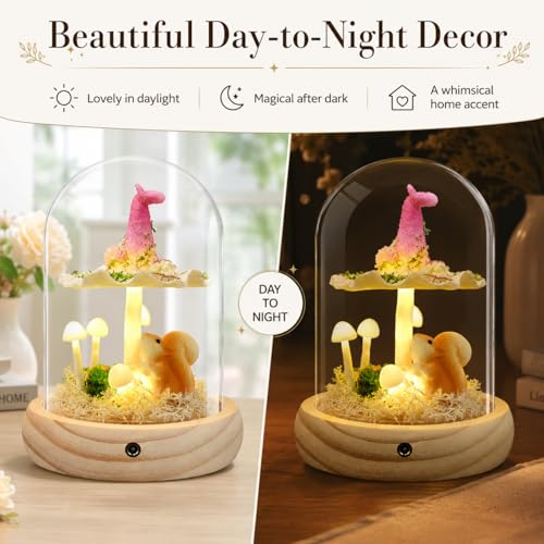 Mushroom Lamp in Glass Dome