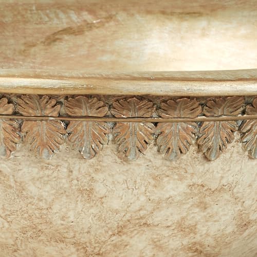 Cambria Ivory Beige Marbled Traditional Centerpiece Pedestal Bowl Table Decoration Centerpiece Bowl Only