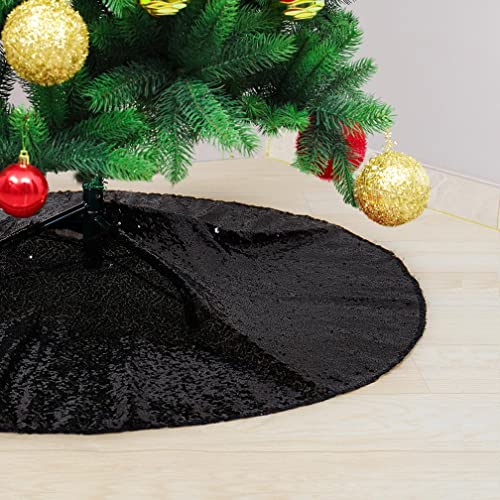 Black Sequin Tree Skirt Glitter Christmas Trees Skirts Colorful Holiday Halloween Celebration Supplies