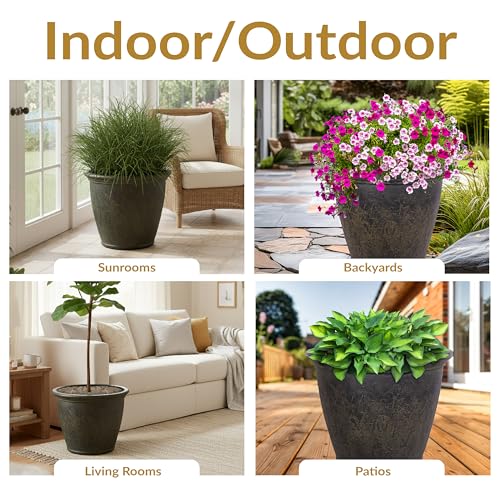 Sunnydaze Anjelica 24'' Large Plastic Planter Pot for Plants (4 Count)