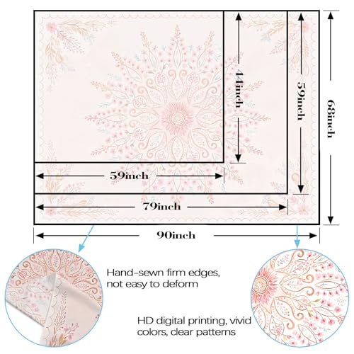 Floral Mandala Tapestry Boho Tapestry for Bedroom Pink Tapestries Wall Hanging Living Room Wall Art and Home Decor 60x80