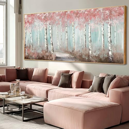 Large Pink Birch Tree forest Wall Art