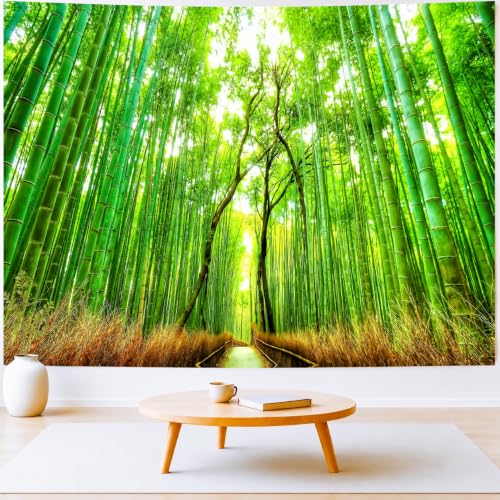 Forest Pathway Tapestry Sunset Tropical Rainforest Nature Tree Tapestry Wall Hanging Sunrise Scenic Natural Green Landscape Headboard for Bedroom Living Room Home Decor