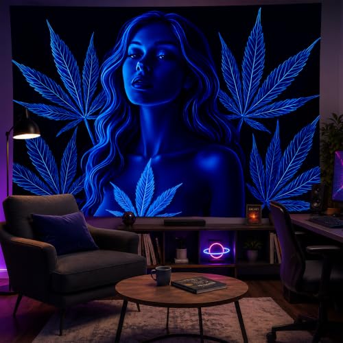 Blacklight Tapestry for Bedroom 78x59 Inch Trippy Room Decor