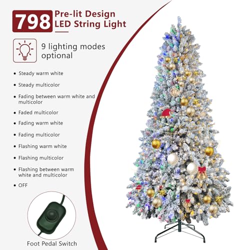 7.5 ft Flocked Christmas Tree Prelit with Premium Stand & Storage Bag