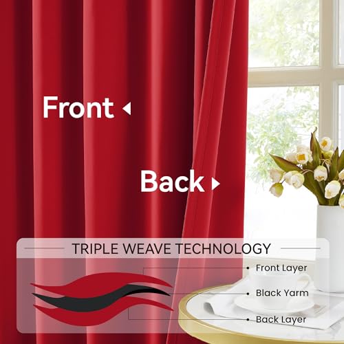 Red Window Curtain Panels 96 Inches Long 2 PCs (2 Count)