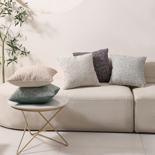 Striped Throw Pillow Covers 22x22 Set of 2 Beige Textured Boucle Chic Morden Boho Accent Farmhouse Square Decorative Couch Pillow Covers for Home Decor Bed Sofa Living Room (2 Count)