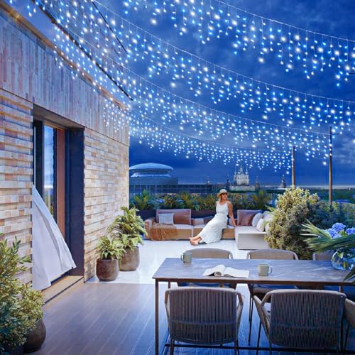 Blue and White Christmas Lights Outdoor Icicle Lights for Outside 33ft 400L