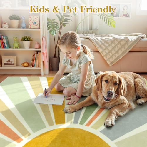 Boho Machine Washable 6x9 Area Rugs for Living Room (54 Sq Ft)