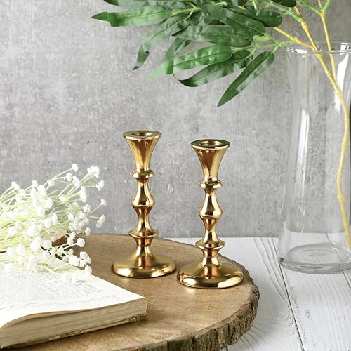 Gold Candle Holders Set of 2 Decorative Centerpiece Table Candlesticks Holders for Taper Candles Home Decor Easter Candle Holders for Dinner Party Wedding Decorations