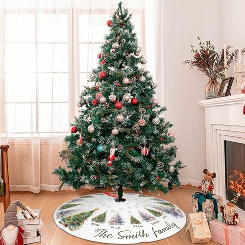 Custom Family Tree Christmas Tree Skirt with Name