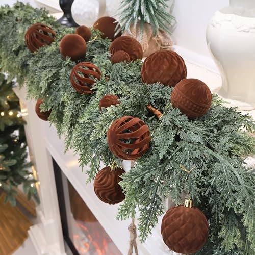36PCS Brown Velvet Christmas Ornaments Set (36 Count)