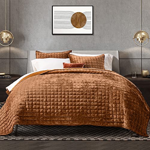 Channel Box Stitch Velvet Quilt Set