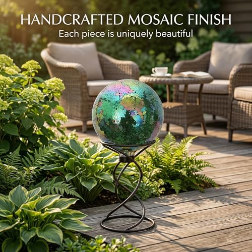10" Mosaic Glass Gazing Ball for Garden Decor