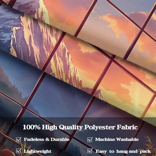 Forest Mountain Library Tapestry Fantasy Bookshelf Tapestries Wall Hanging Watercolor Nature Fairy Sunset Library Backdrop Extra Large Tapestry for Bedroom Dorm Room Classroom 90 x 68 inch