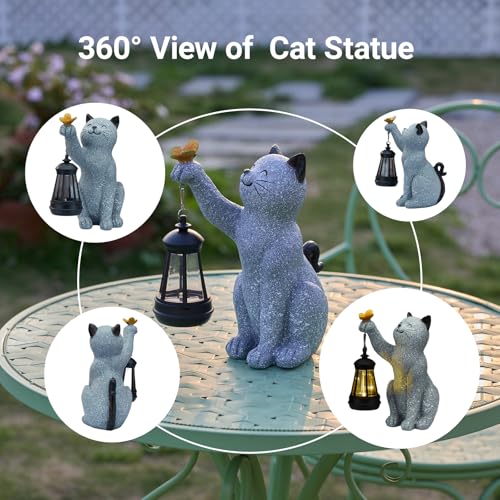 Solar Cat Garden Statue Outdoor Decor