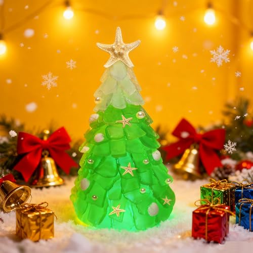 Christmas Tree DIY Kit Sea Glass Pieces for DIY Crafts Christmas Craft DIY Christmas Tree Lights Lamp Christmas Ornament Crafts