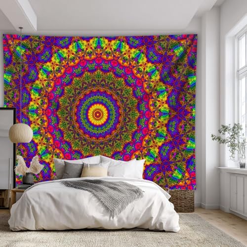Blacklight Mandala Boho Tapestry