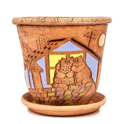 Ceramic Pot with Drainage Hole and Saucer