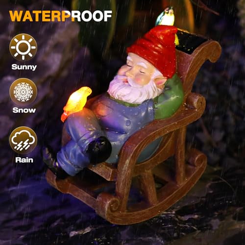 Solar Garden Gnome Statue Outdoor Decor