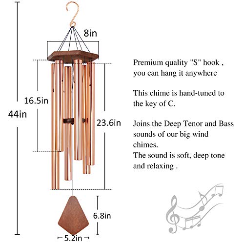 Large Wind Chimes for Outside 44 inch Rose Gold Deep Tone Garden Gift Decor