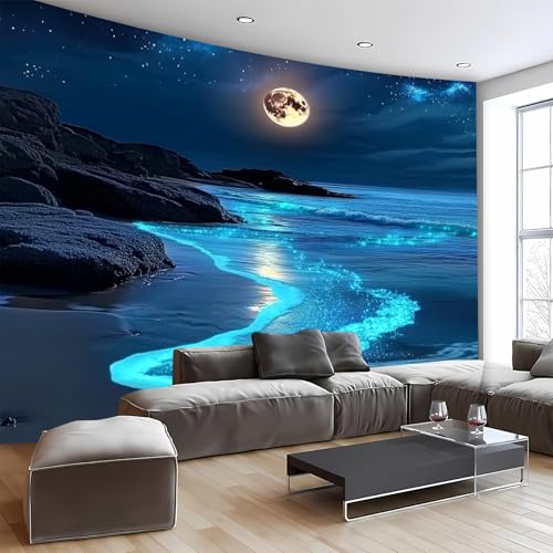 Nature Tapestry Forest Tree Sea Cave Wall Hanging