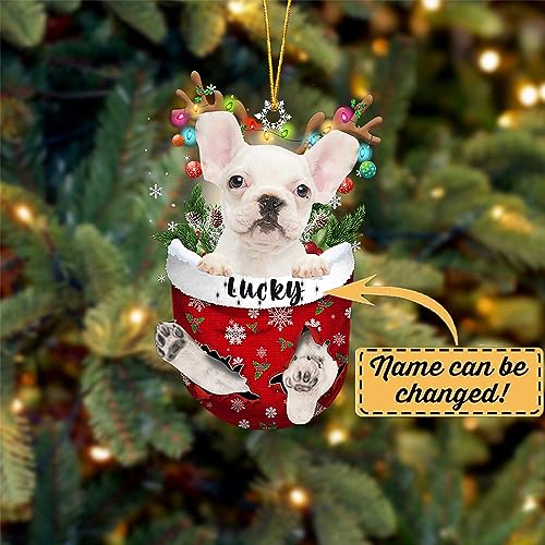 White French Bulldog Dog Christmas Ornament