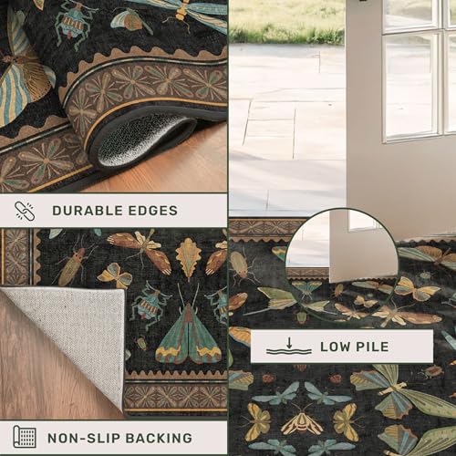 Black Insect 2'6"x10' Washable Extra Long Runner Rugs for Hallways (25 Sq Ft)