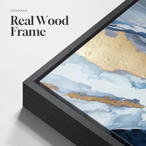 Extra Large Framed Navy Blue Abstract Wall Art for Living Room