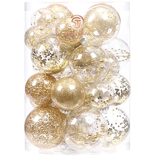 25 Pack Assorted Clear Christmas Ball Ornaments (25 Count)