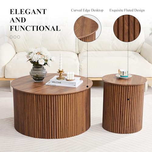 Fluted Round Nesting Coffee Table Set of 2 (2 Count)