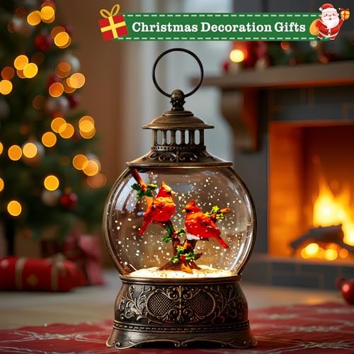 Christmas Snow Globes Water Lantern with Cardinal