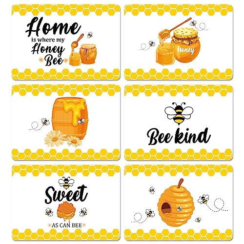 Honey Bee Plastic Placemats Set of 6 Summer Table mats 17×13×0.04in (6 Count)