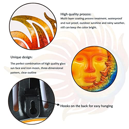 Sun Metal Wall Art Outdoor Sun Moon Face Wall Decor Rust Proof Large