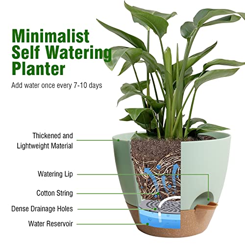 12/10/9 inch Self Watering Pots for Indoor Outdoor Plants, Set of 3 (3 Count)
