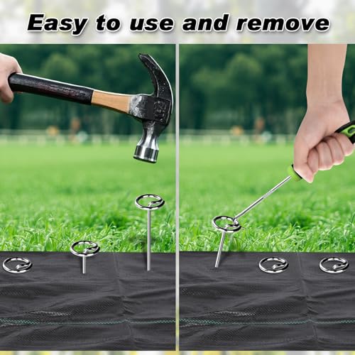 Heavy Duty Landscape Fabric Pins 8 Gauge 120 Pack with Pick Hook (120 Count)