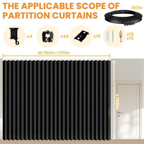 Room Divider Curtain Sets with Flexible Ceiling Track