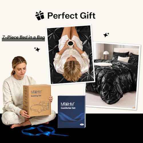 Satin Full Size Comforter Set Black
