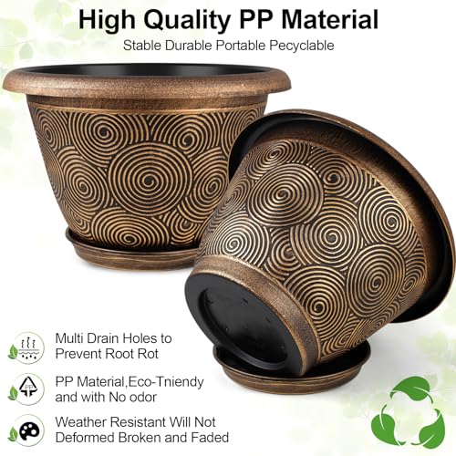 8 Inch Flower Pots Planters for Indoor Outdoor Plants (4 Count)